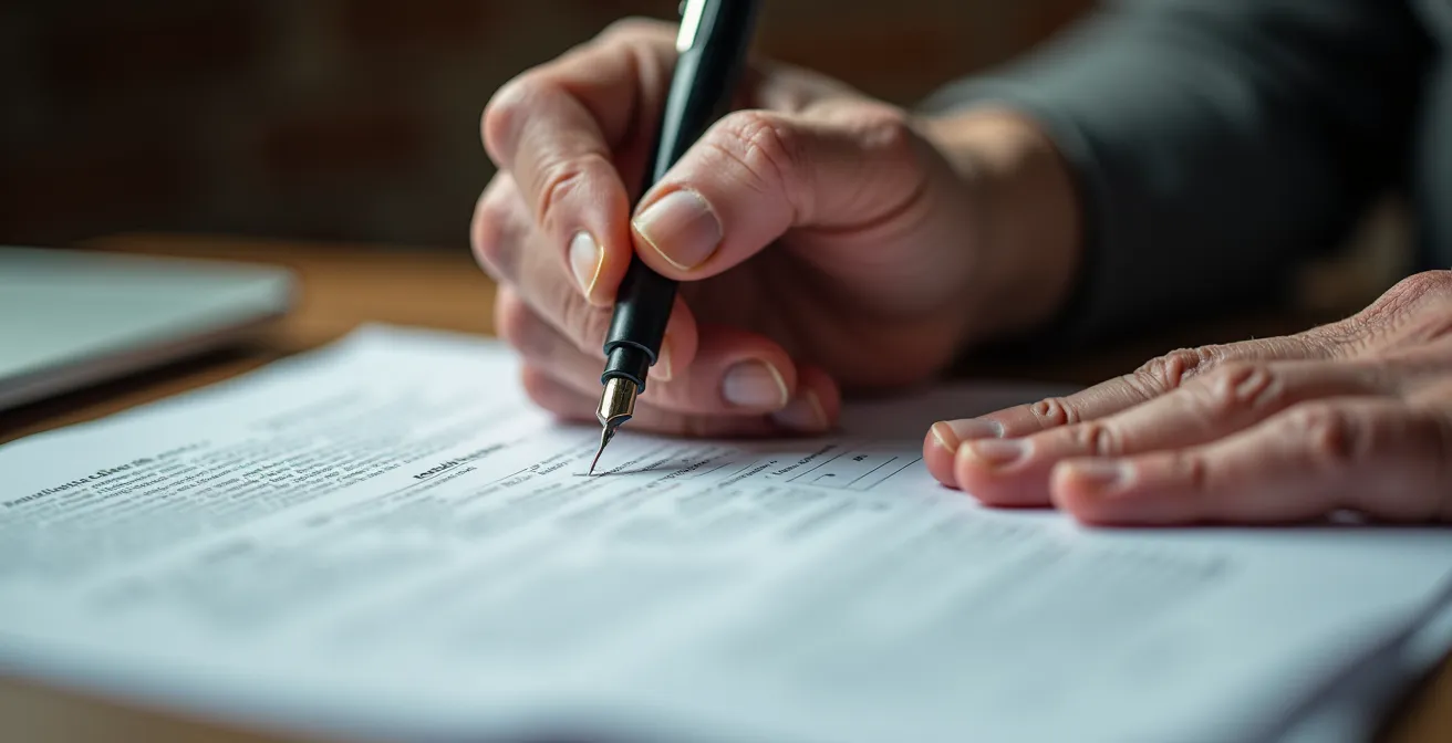 Mains de personnes âgées remplissant des formulaires administratifs